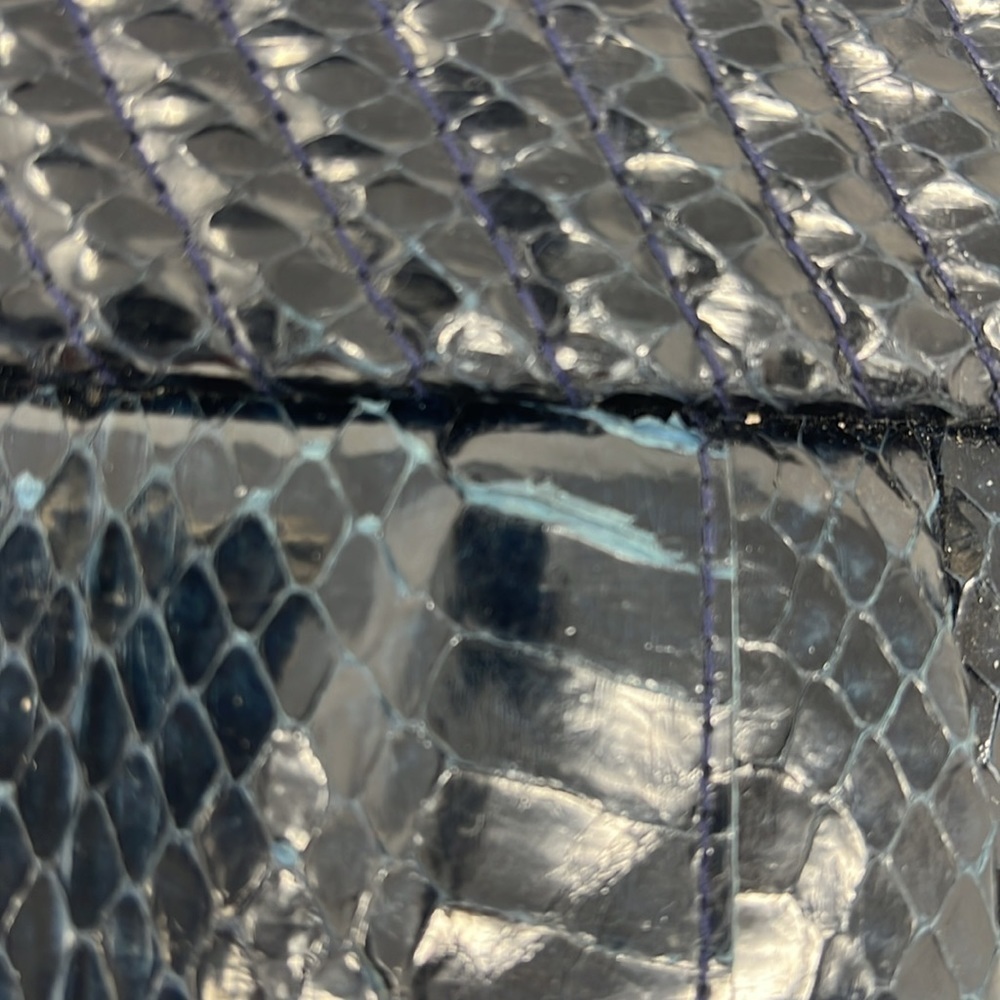 Aspects Navy Blue Python Snakeskin Clutch Shoulde… - image 14